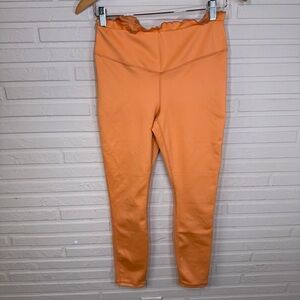 IVL Collective Peach Orange Ruffle Waistband Active Leggings, Women’s Size 10